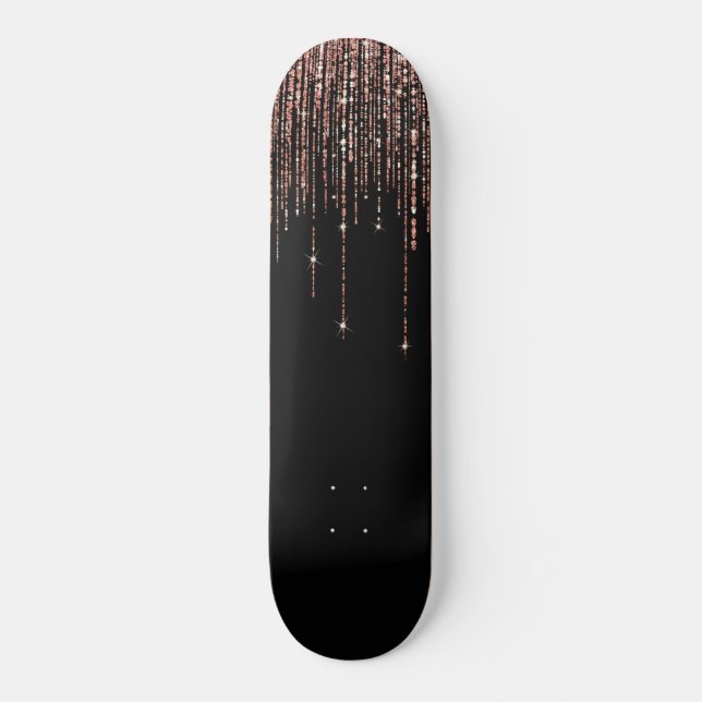 Skate Luxury Black Rose Gold Sparkly Glitter Fringe (Frente)