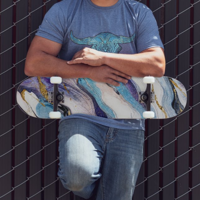 Skate Luxury Egeu Dourado Ondas de Mármore (Ao ar livre 3)