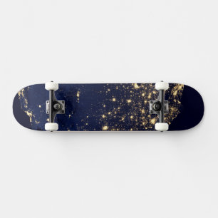 Skate Luzes Da Cidade Dos Estados Unidos À Noite.