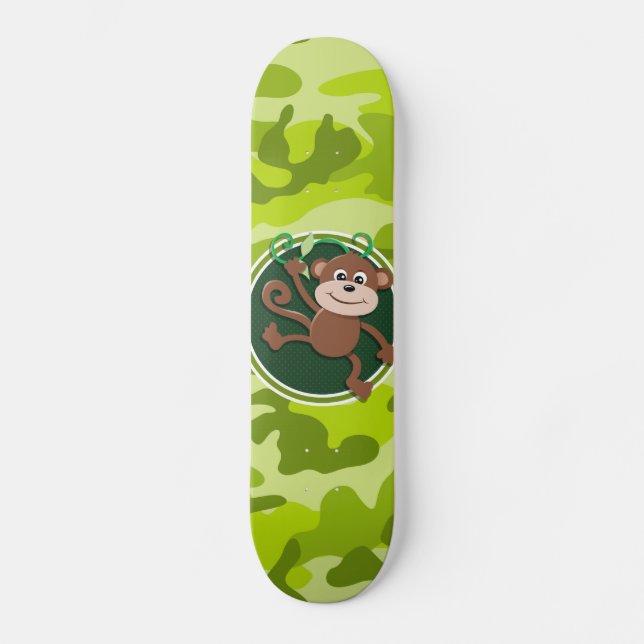 Skate Macaco; camo verde brilhante, camuflagem (Frente)