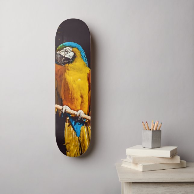 Skate Macaw Bonito de Vida Selvagem de Aves Amarelas (Arte de parede)