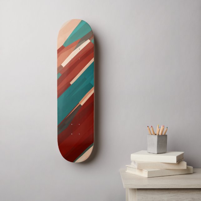 Skate Madeira e Turquesa (Arte de parede)