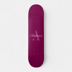 Skate Magenta Vermelho Elegante, Rosa & Nome Branco & Mo