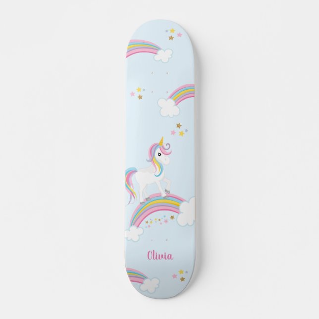 Skate Magical Rainbow Unicorn Personalizado (Frente)