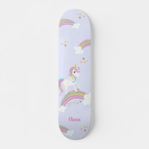 Skate Mágico Rainbow Unicorn Purple Personalizado