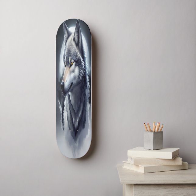 Skate Majestoso do Lobo - Presente de Deck de Arte (Arte de parede)