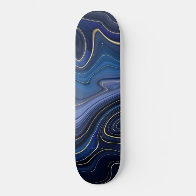 Skate Malaquita Azul Acentos Dourados Luxo Chic Pedra Pr (Frente)