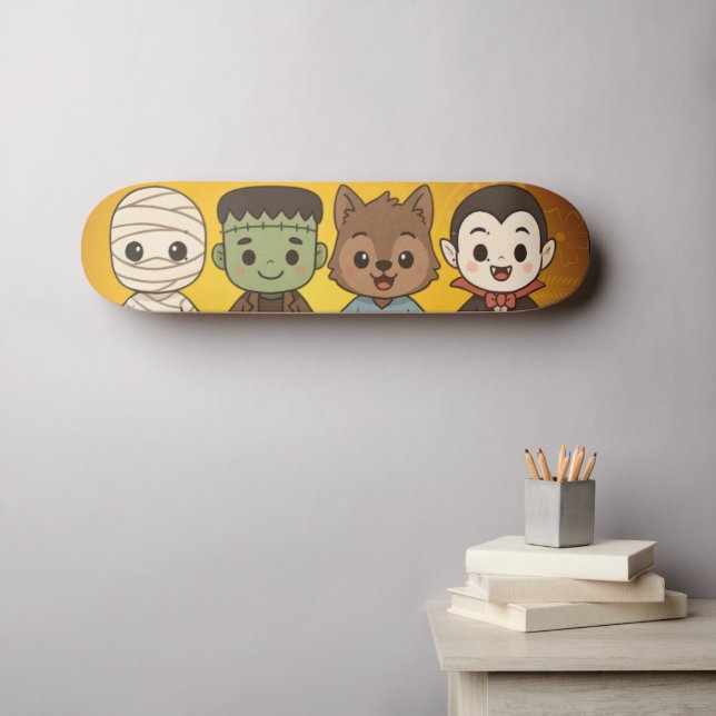 Skate Mamãe fofa, Frankenstein, Drácula, lobisomem    (Arte de parede (Horz))