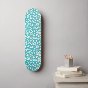 Skate Manchas de leopardo branco chique em turquesa