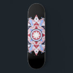 Skate Mandala Abstrato Geométrico Padrão Azul Vermelho N<br><div class="desc">Um lindo padrão geométrico simétrico de mandala vermelho em preto.</div>