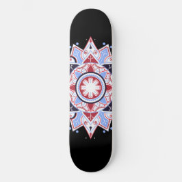 Skate Mandala Abstrato Geométrico Padrão Azul Vermelho N