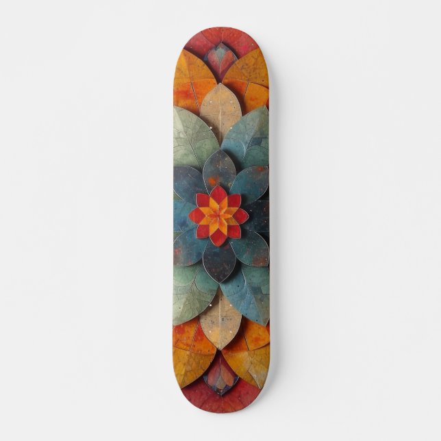 Skate Mandala Art Texturizada Flor (Frente)