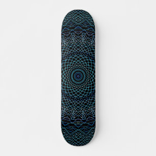 Skate Mandala Azul no Preto