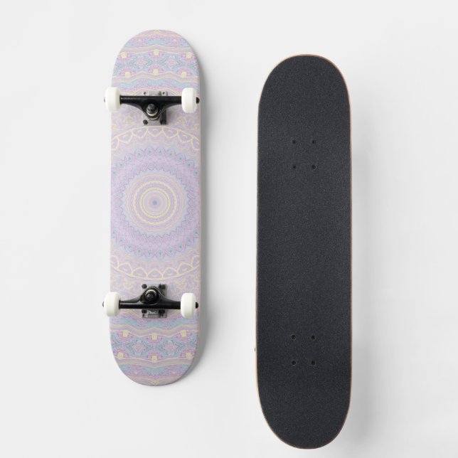 Skate Mandala Ciano, Amarelo e Magenta (Frente)