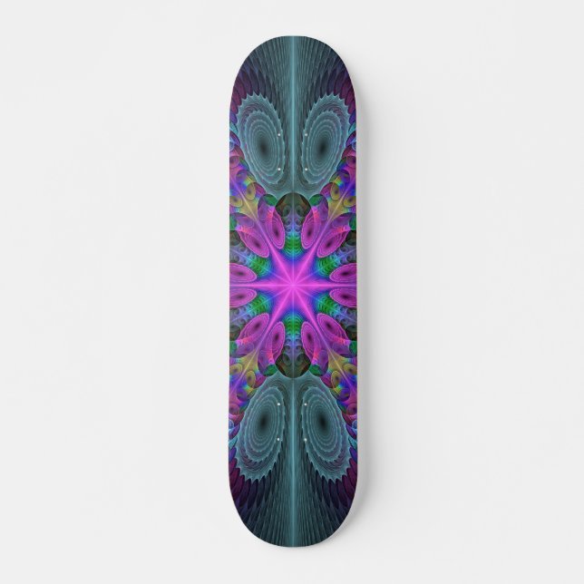 Skate Mandala Colorida Marcante Arte Fractal Caleidoscóp (Frente)