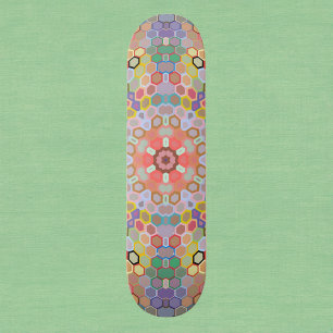 Skate Mandala Hexagonal Arco-íris