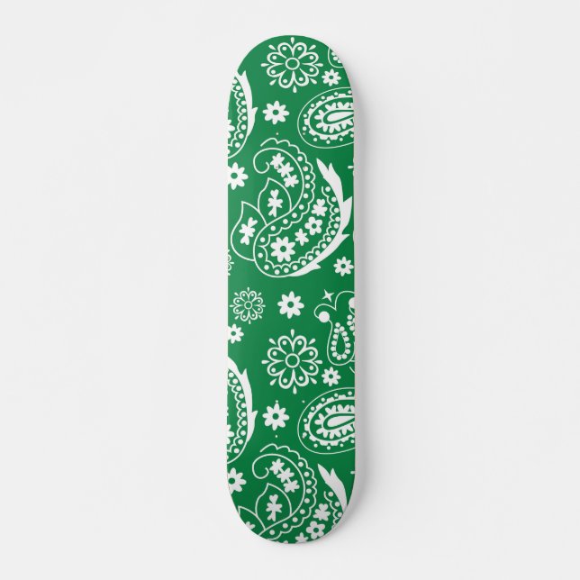 Skate Mandala Padrão Verde e Branco Queda Aut (Frente)