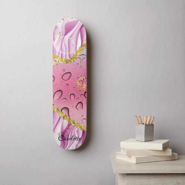 Skate Mânre de Gradação Cor-de-Rosa, Roxo e Branco Elega (Arte de parede)