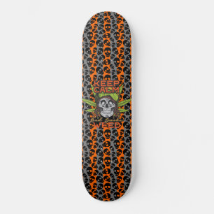 Skate Mantenha Calma E Fume Maconha Caveira Rastafári