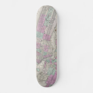 Skate Mapa da Vintage da NYC e do Brooklyn (1866)