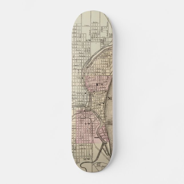 Skate Mapa da Vintage de Milwaukee (1880) (Frente)