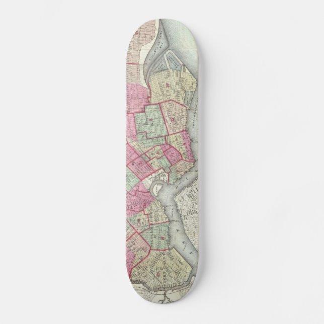 Skate Mapa do vintage de Brooklyn (1868) (Frente)