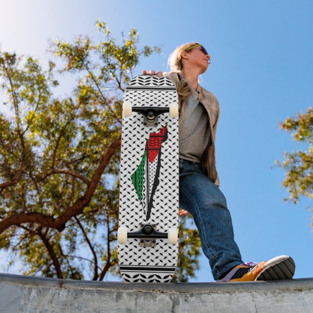 Skate Mapa Palestino que Bandeira e Padrão Keffiyeg (Ao ar livre 1)