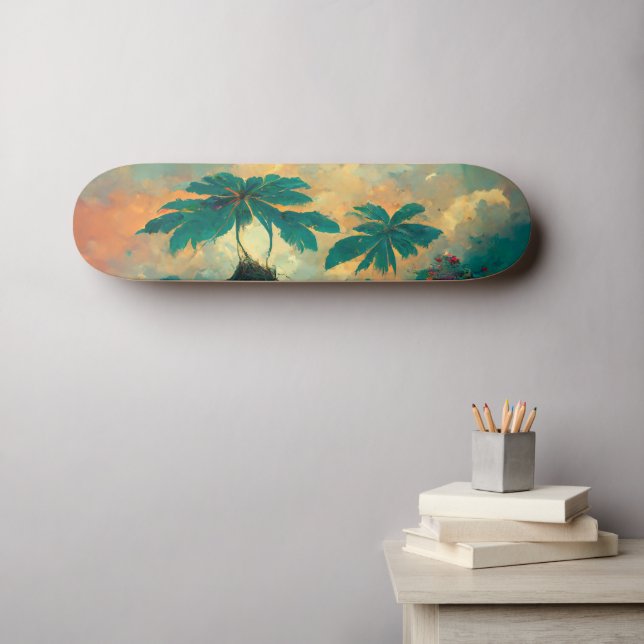 Skate Mar de Fantasia Tropical e Palmeiras (Arte de parede (Horz))