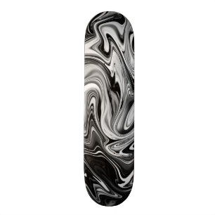 Skate Marble Elegante 7 - Preto e Branco Líquido