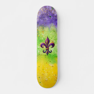 Skate Mardi Gras colorido Fleur de lis