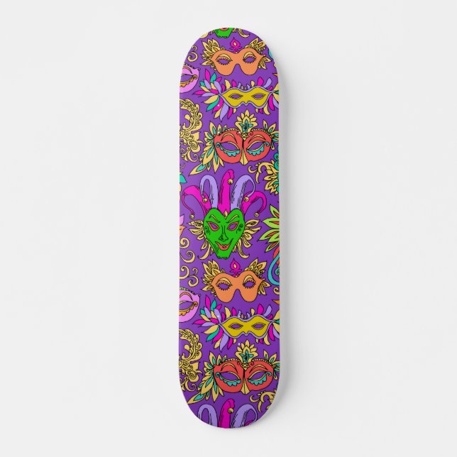 Skate Mardi Gras Mascarada Mask Bright Purple Green (Frente)