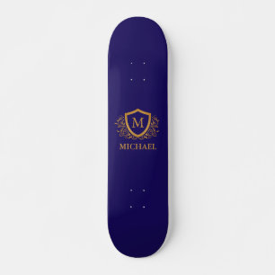 Skate Marinho Azul e Dourado Nome do Monograma Personali