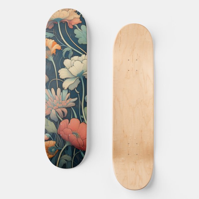 Skate Marinho azul floral (Frente)