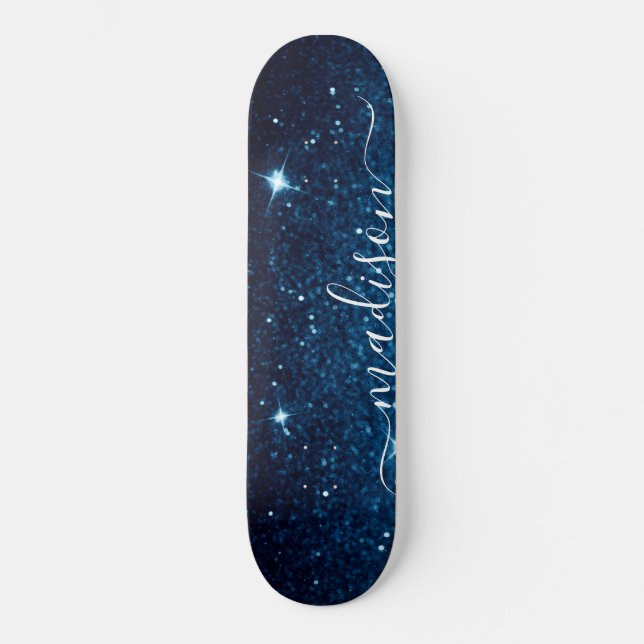 Skate Marinho Blue Sparkle Glitter Personalizado (Frente)