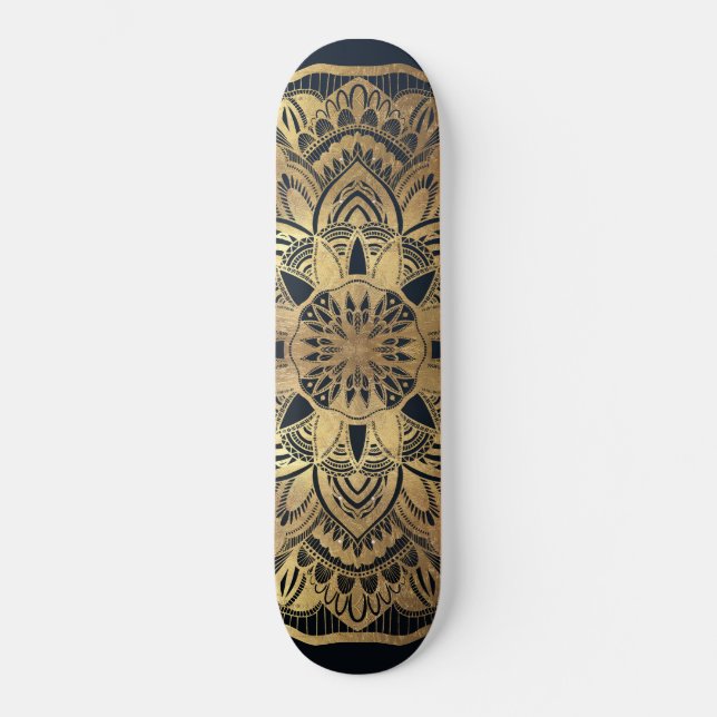 Skate Marinho Moderno Chic Blue Dourado Mandala (Frente)
