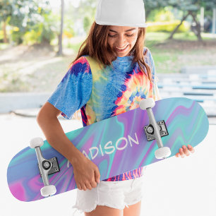 Skate Mármaco Líquido Cor-de-Rosa Azul Menino Moderno