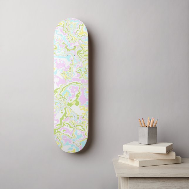 Skate Mármore Boho Retro Trippy Pastel Colorido Brilhant (Arte de parede)