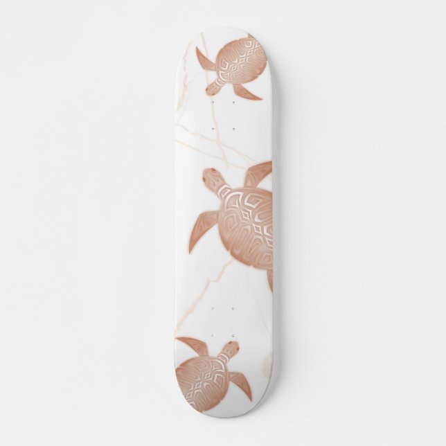 Skate Mármore Branco da Tartaruga Dourada rosa  (Frente)