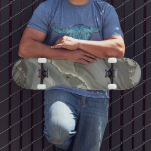 Skate Mármore Cinza Escuro com Veio Dourado