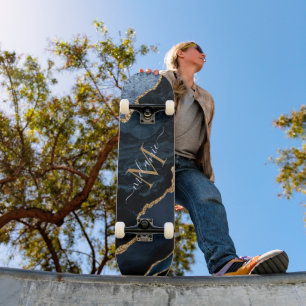 Skate Mármore com Monograma Nome Ágata Azul Marinho Dour