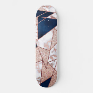 Skate Mármore Geométrico de Glitter Dourado Luxuoso Ro