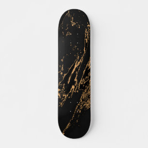 Skate Mármore Preto Elegante Falso Dourado