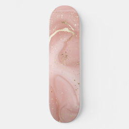 Skate Mármore Rosa Bege com Glitter Dourado Padrão Abstr