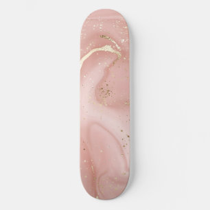 Skate Mármore Rosa Bege com Glitter Dourado Padrão Abstr