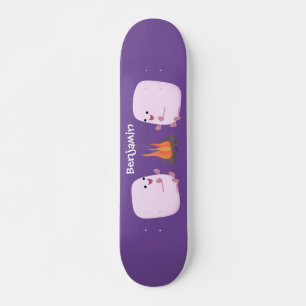 Skate Marshmallows cor-de-rosa lindos por desenhos anima