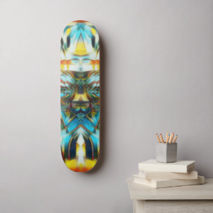 Skate Máscara de Onda de Luz Sagrada azul claro amarelo