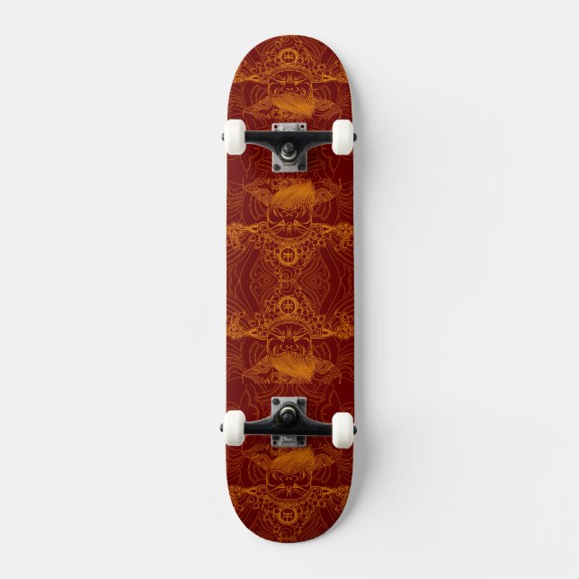 Skate Máscara de rosto tradicional chinês, vermelho-bran (Frente)