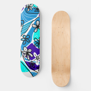 Skate Máximo Floral Neuro Art - Azul Branco
