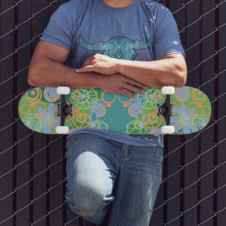 Skate Mazipoodles Florais Bolhas Multiverdes Laranja Azu