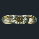 Skate Medalhão Floral ornamentado sobre fundo azul claro<br><div class="desc">Um fundo azul claro serve como sotaque a esta pintura de medalhão floral ornamentado pelo Vision Studio. Camadas de folhas multiplicam a beleza da flor,  dando-lhe uma qualidade muito semelhante à vida. Compre-o hoje e deixe-o florescer em sua casa!</div>